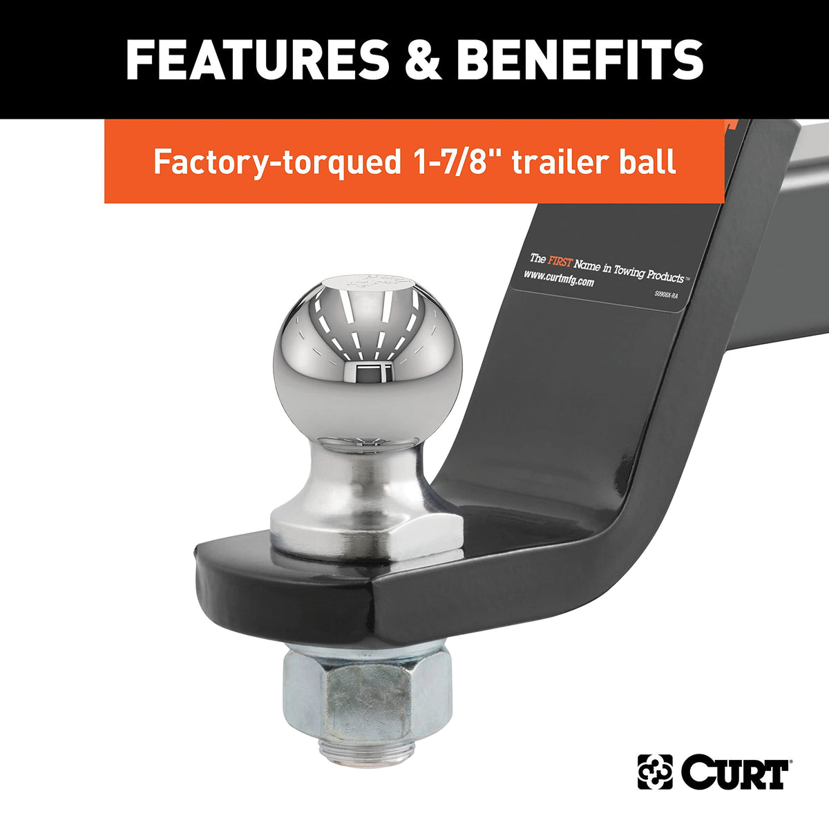 CURT 45055 side profile showing 8-1/4" length and 4" drop measurements