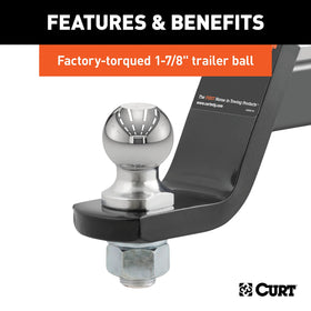 CURT 45055 side profile showing 8-1/4" length and 4" drop measurements