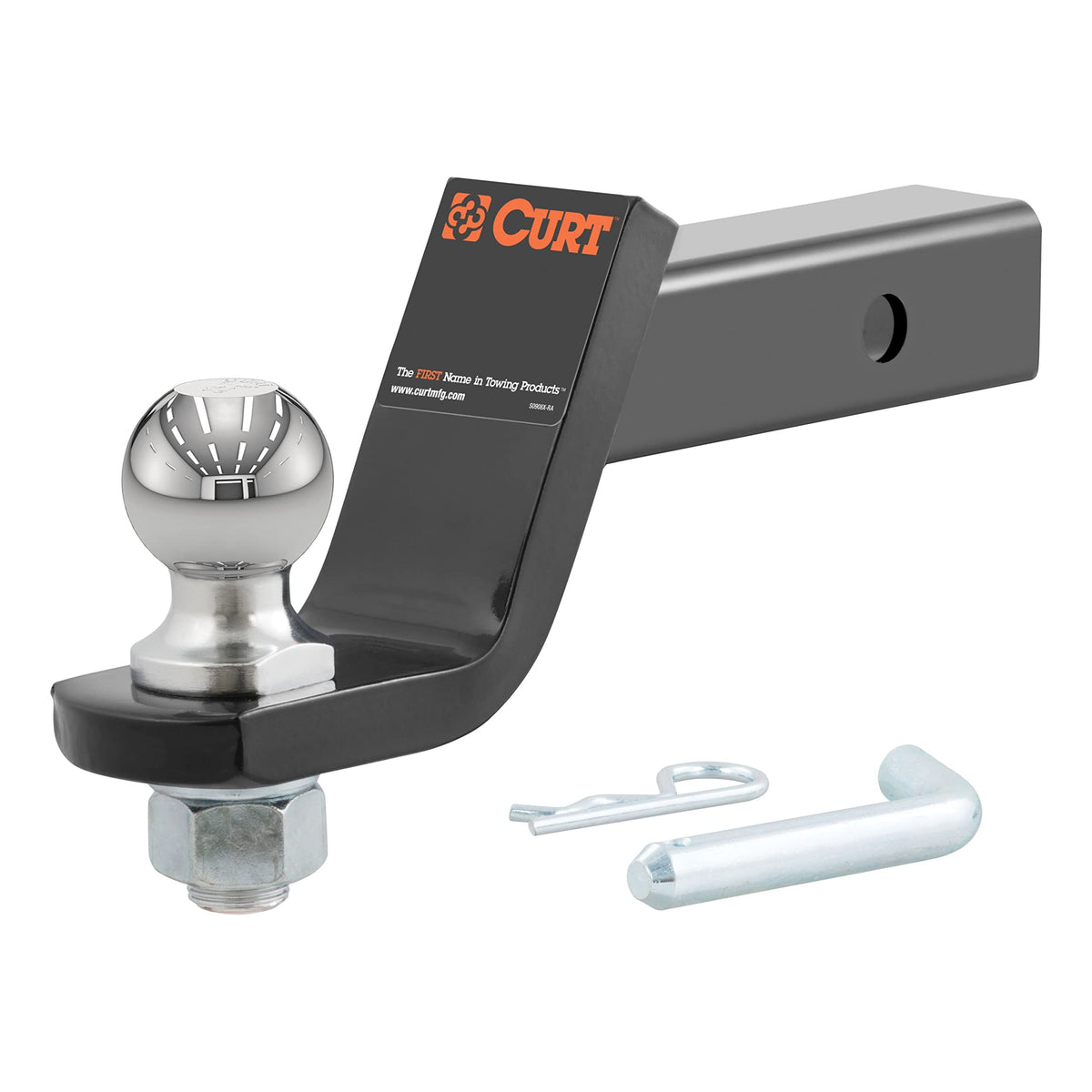 CURT front profile showing pre-attached ball and ready-to-tow convenience