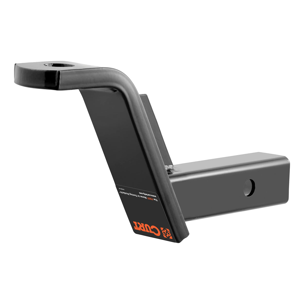 CURT 45070 side profile highlighting drop and rise orientation benefits for level towing
