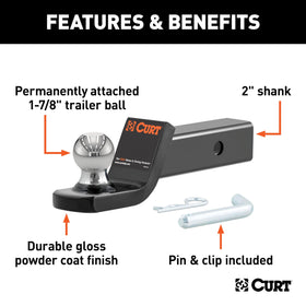 CURT side profile showing 7.5 inch length and 2 inch drop for proper leveling