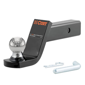 CURT front view of welded ball mount showing solid one-piece strength and ready-to-tow benefit