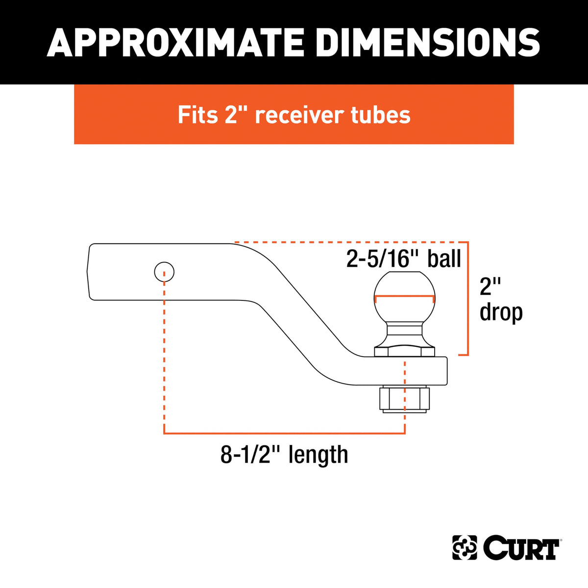 CURT 45331 close-up of factory-torqued 2-5/16" ball for secure hookup and consistent torque