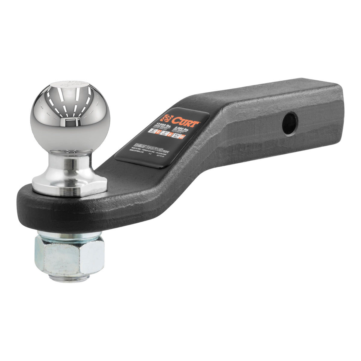 CURT 45331 front view showing ready-to-use loaded ball mount and shank, durable towing solution