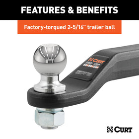 CURT 45331 installed on truck demonstrating fit in 2" receiver and heavy-duty towing benefit