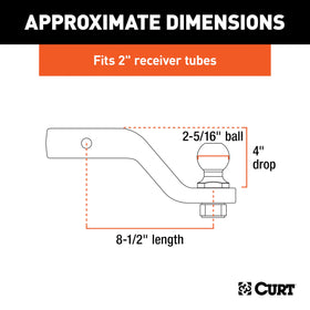 CURT polished 2-5/16 inch ball close-up highlighting corrosion resistance