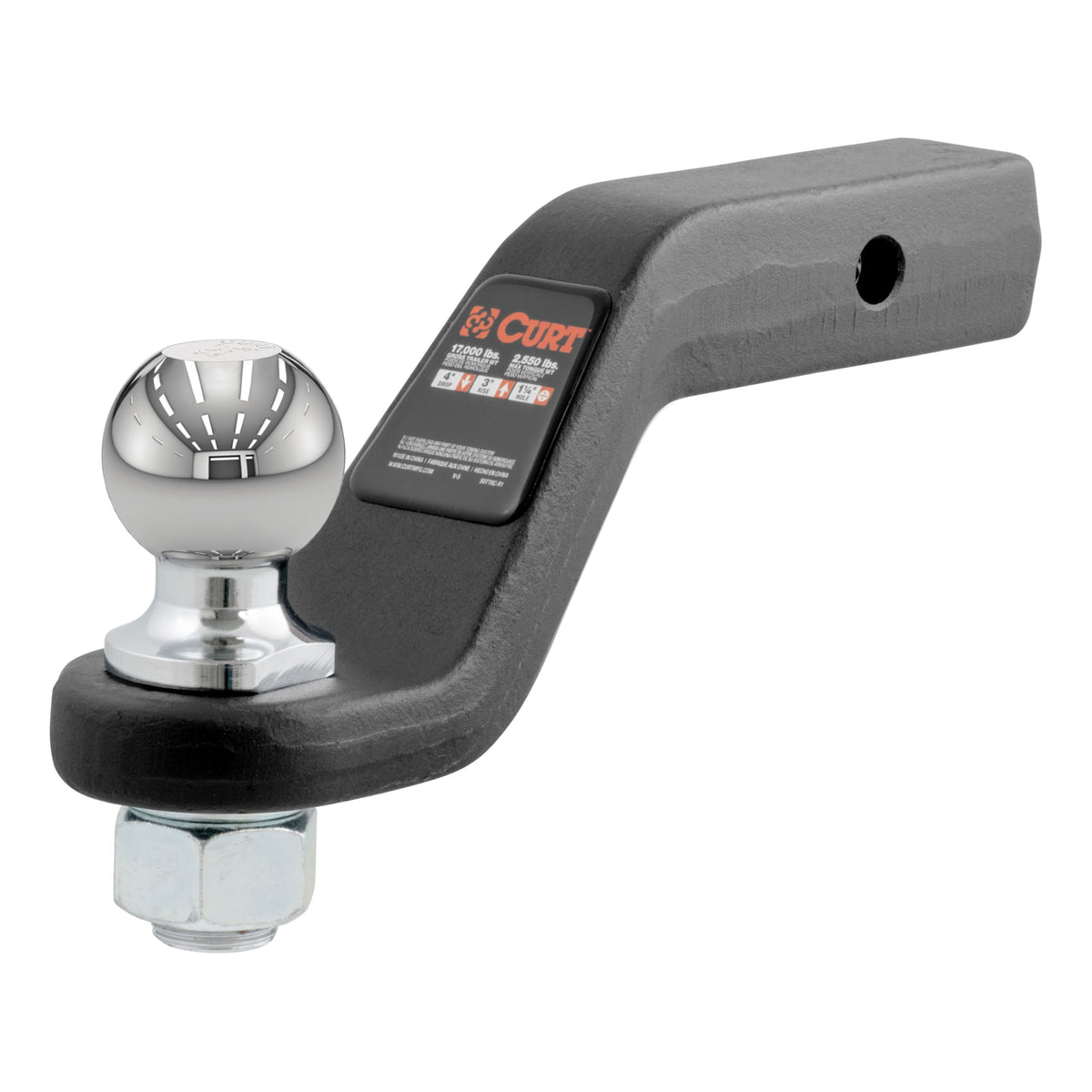 CURT loaded ball mount front profile showing ready-to-use convenience