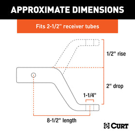 CURT ball mount side profile with dimensions for correct fitment