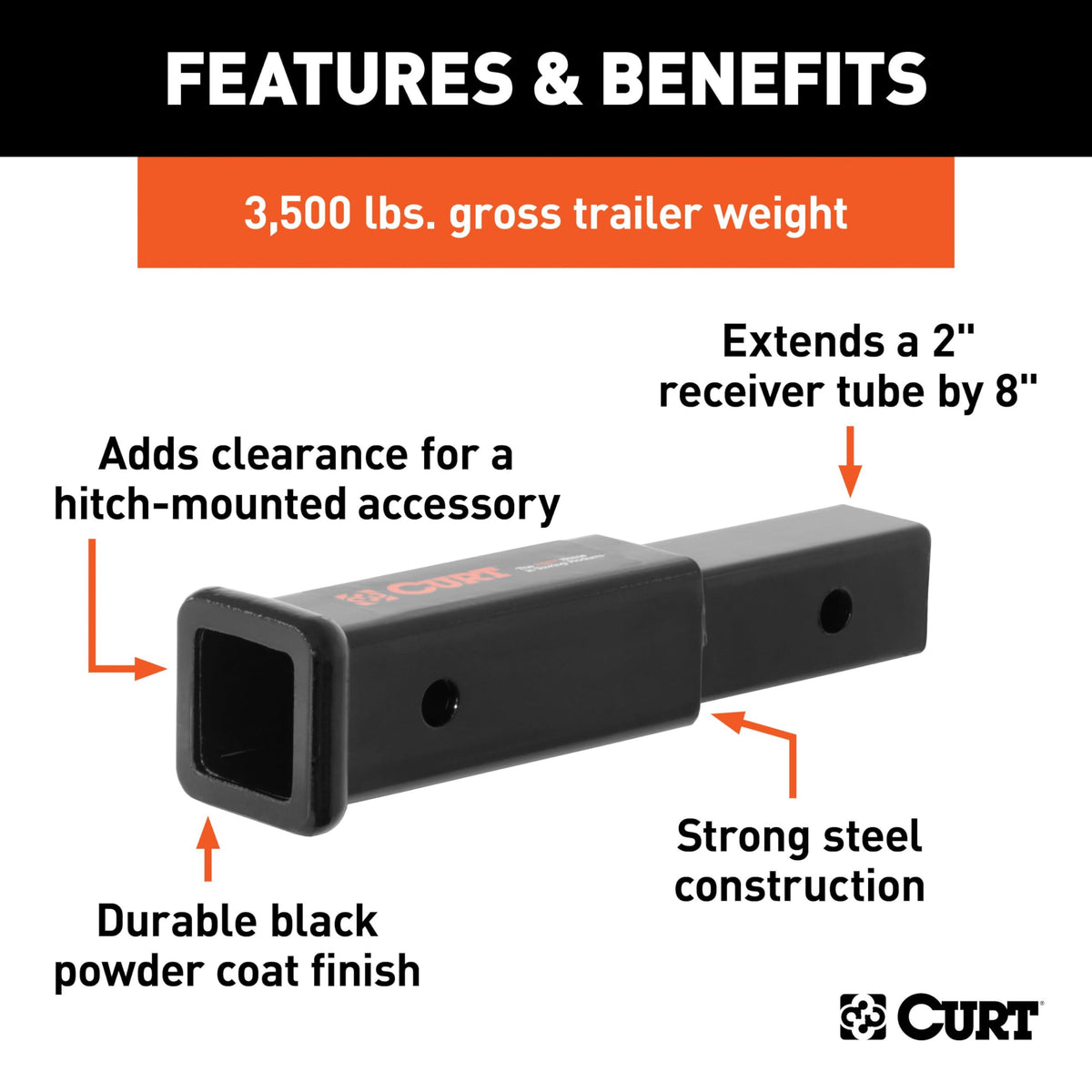 CURT 45791 powder coat finish texture showing rust resistance benefit