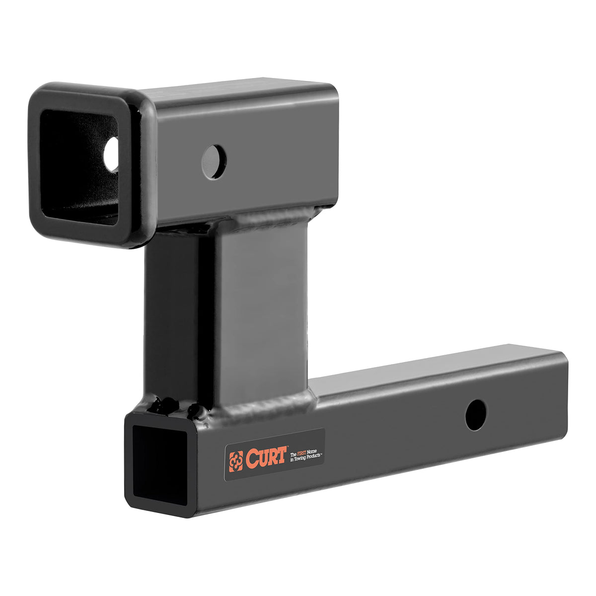 CURT 45808 front view showing receiver adapter and durable finish, improves towing alignment