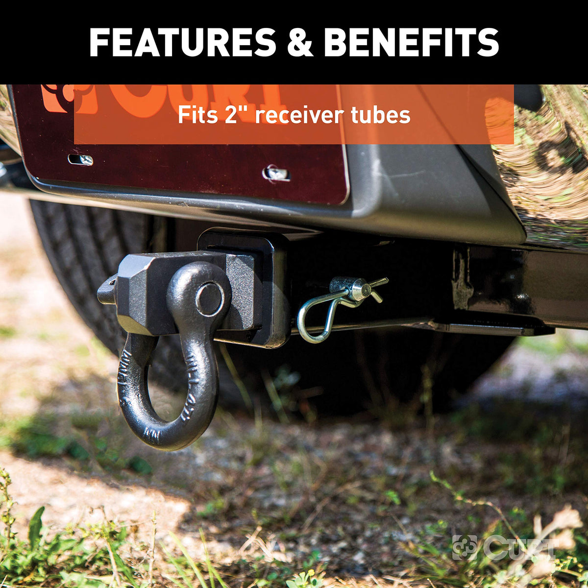 CURT 45832 installed in truck hitch demonstrating strong recovery anchor benefit