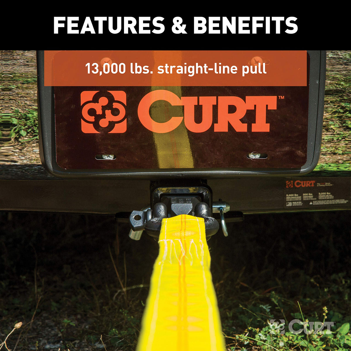 CURT 45832 attached to recovery strap showing proper connection and safety benefit