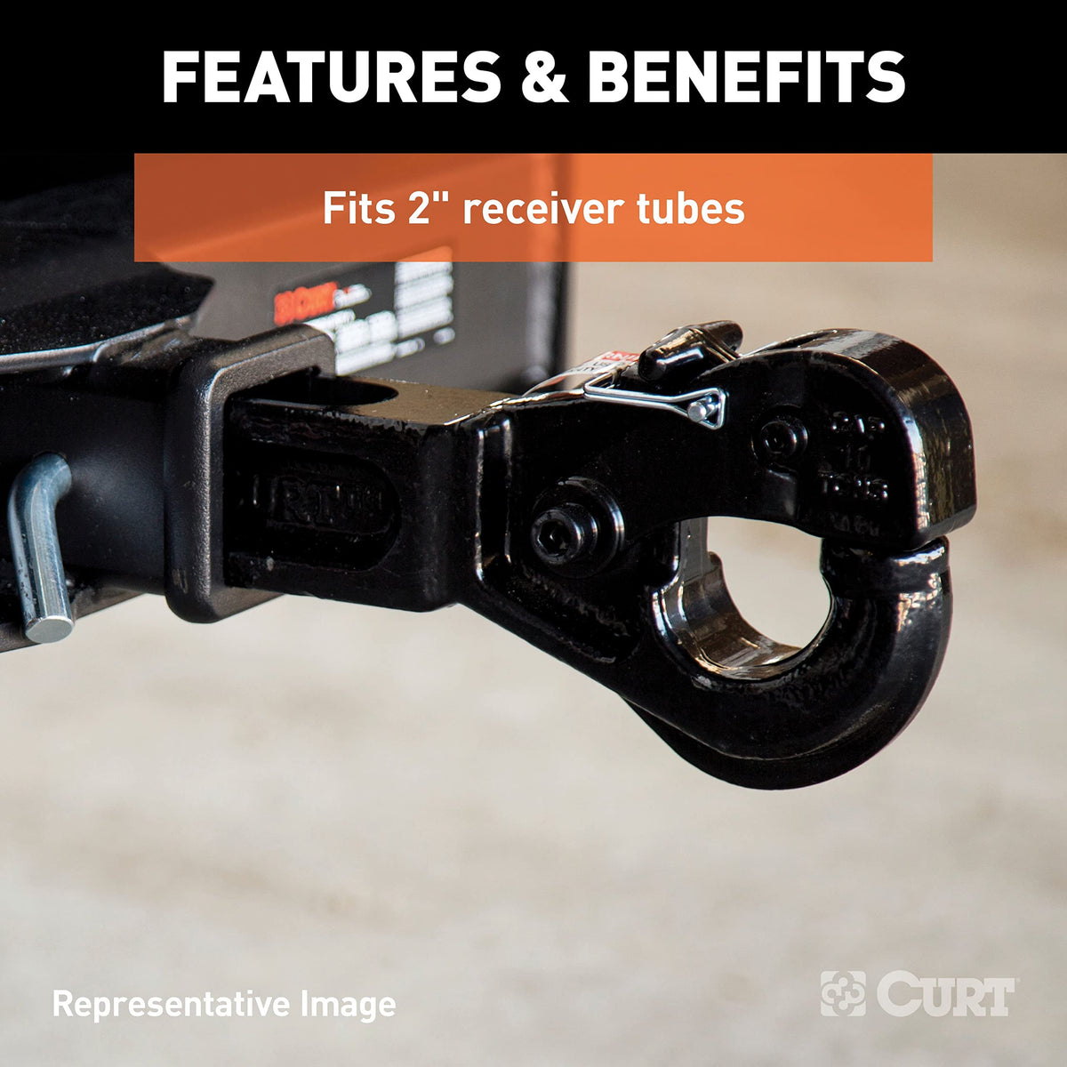 CURT 48004 engaged with 2-1/2 inch lunette ring showing reliable connection benefit