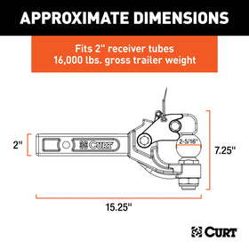 CURT 48006 close-up of chrome 2-5/16" trailer ball for corrosion resistance