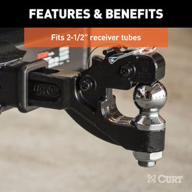 CURT installed in receiver tube with hitch pin, shows correct size and fit