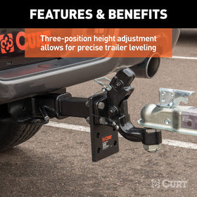 CURT visible adjustment holes showing three-height options for leveling