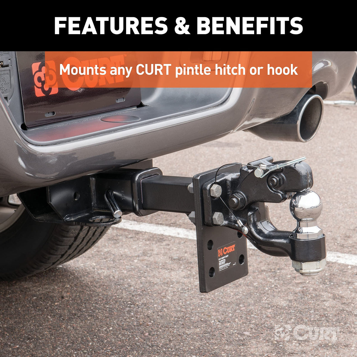 CURT mounted in a vehicle receiver demonstrating compatibility benefit