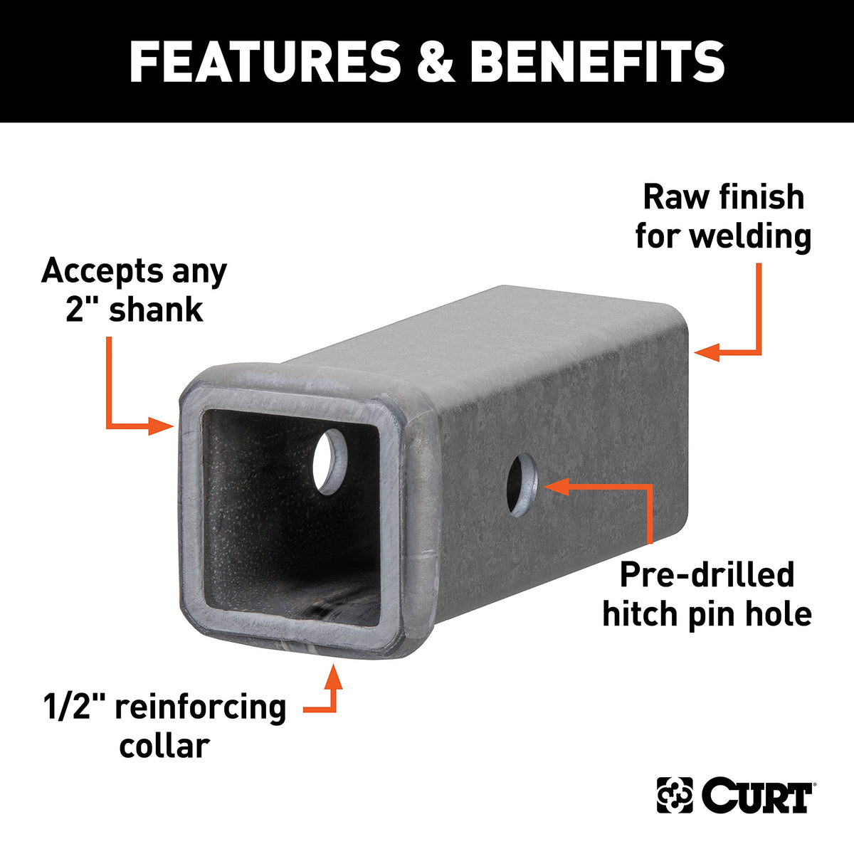 CURT 49060 welded to vehicle frame demonstrating ready-to-weld raw finish and secure fit