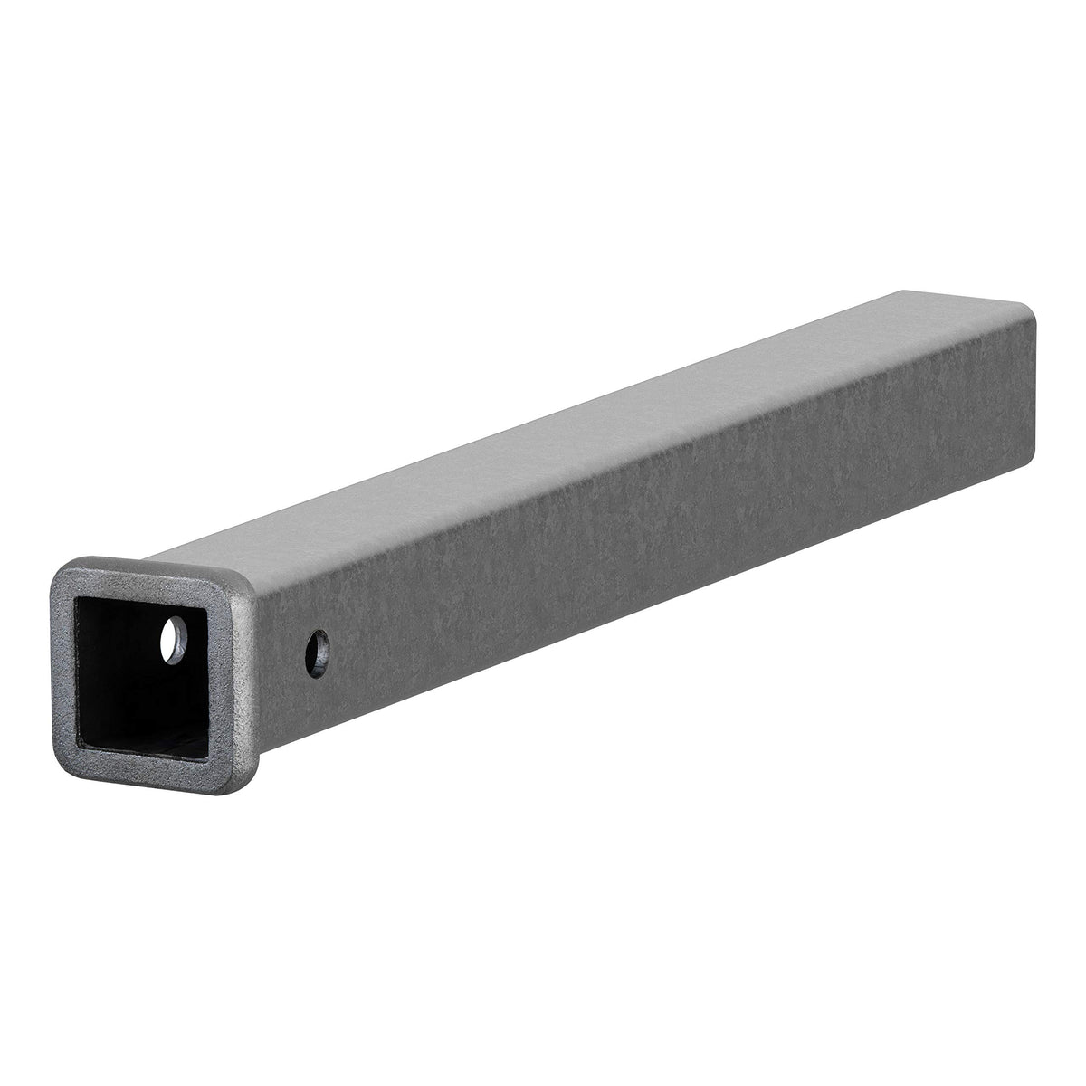 CURT front view of 24 inch receiver tube showing 2x2 opening and weld-ready finish for easy integration