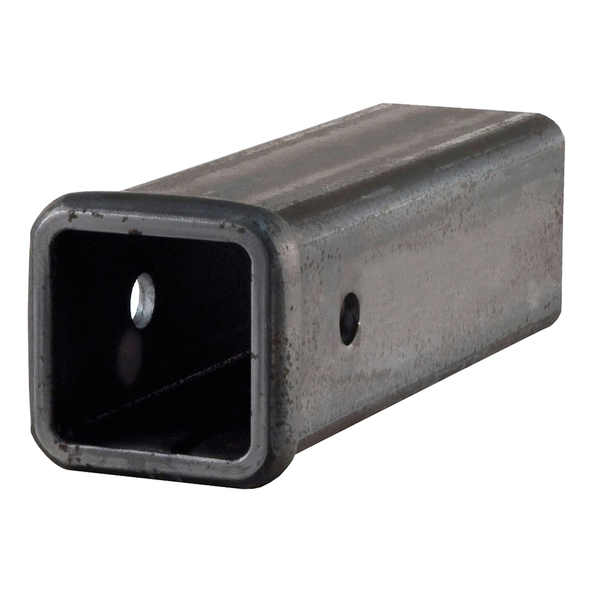 CURT 49510 front view of raw 2.5-inch receiver tube showing opening and pin hole, durable fit