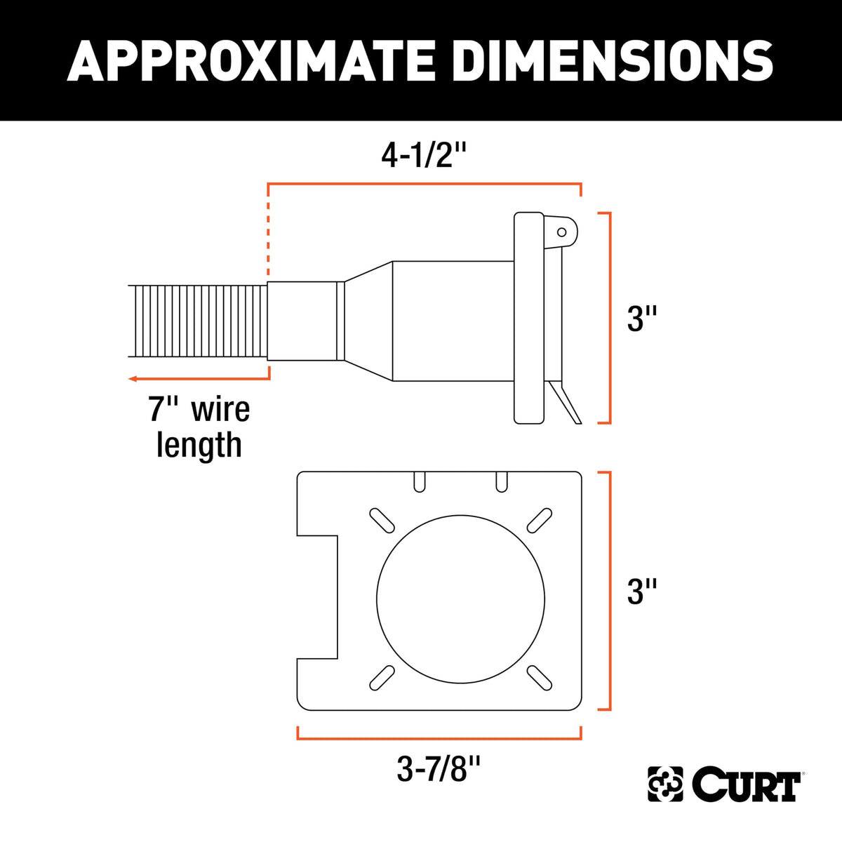 CURT 55774 close-up of 4-way flat socket for basic lighting connections