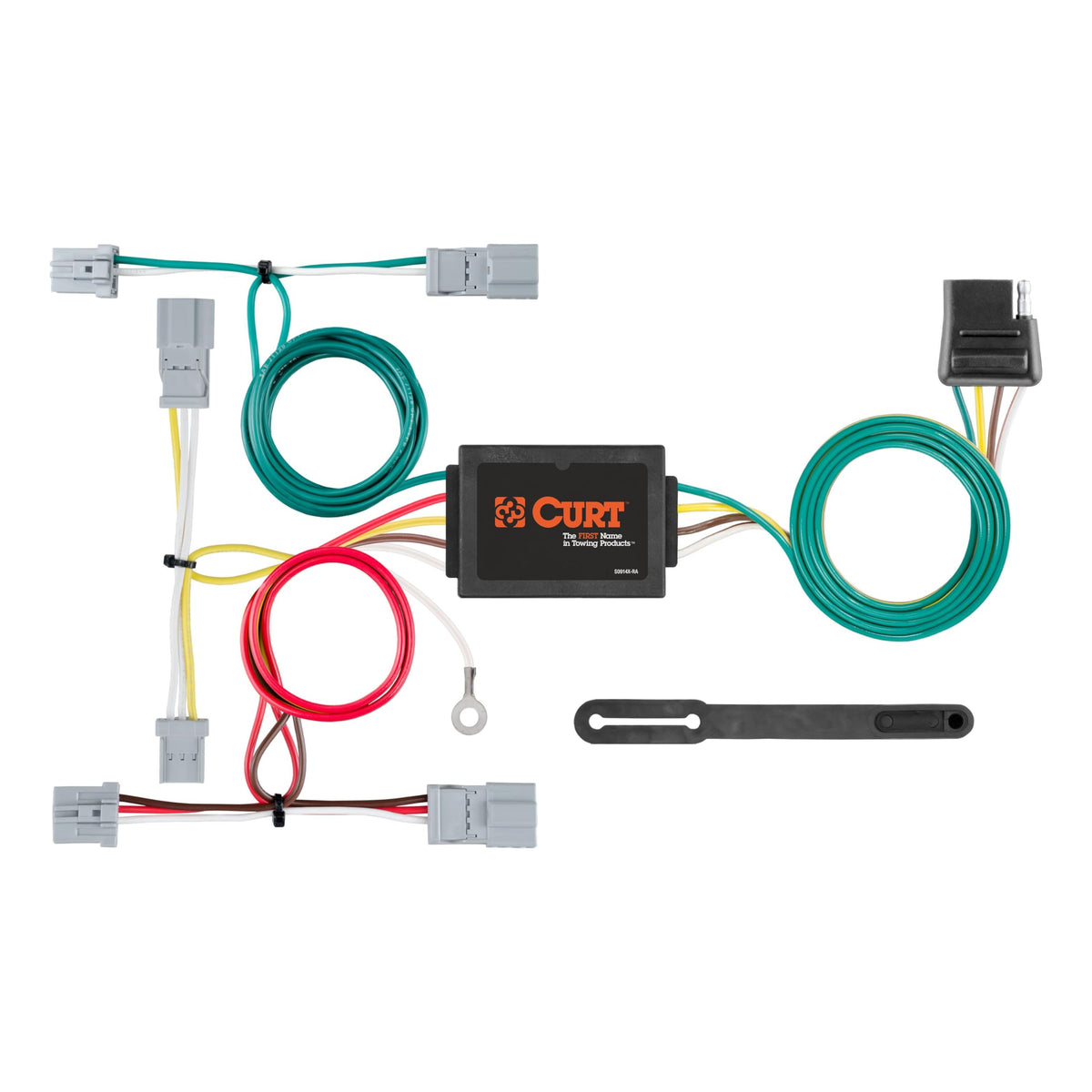 CURT front connector view showing 4-way flat plug and quick connection benefit