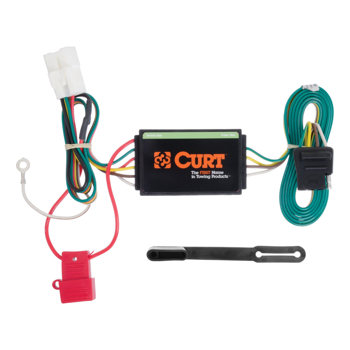 CURT 56040 front connector showing 4‑way flat socket and easy plug‑in benefit