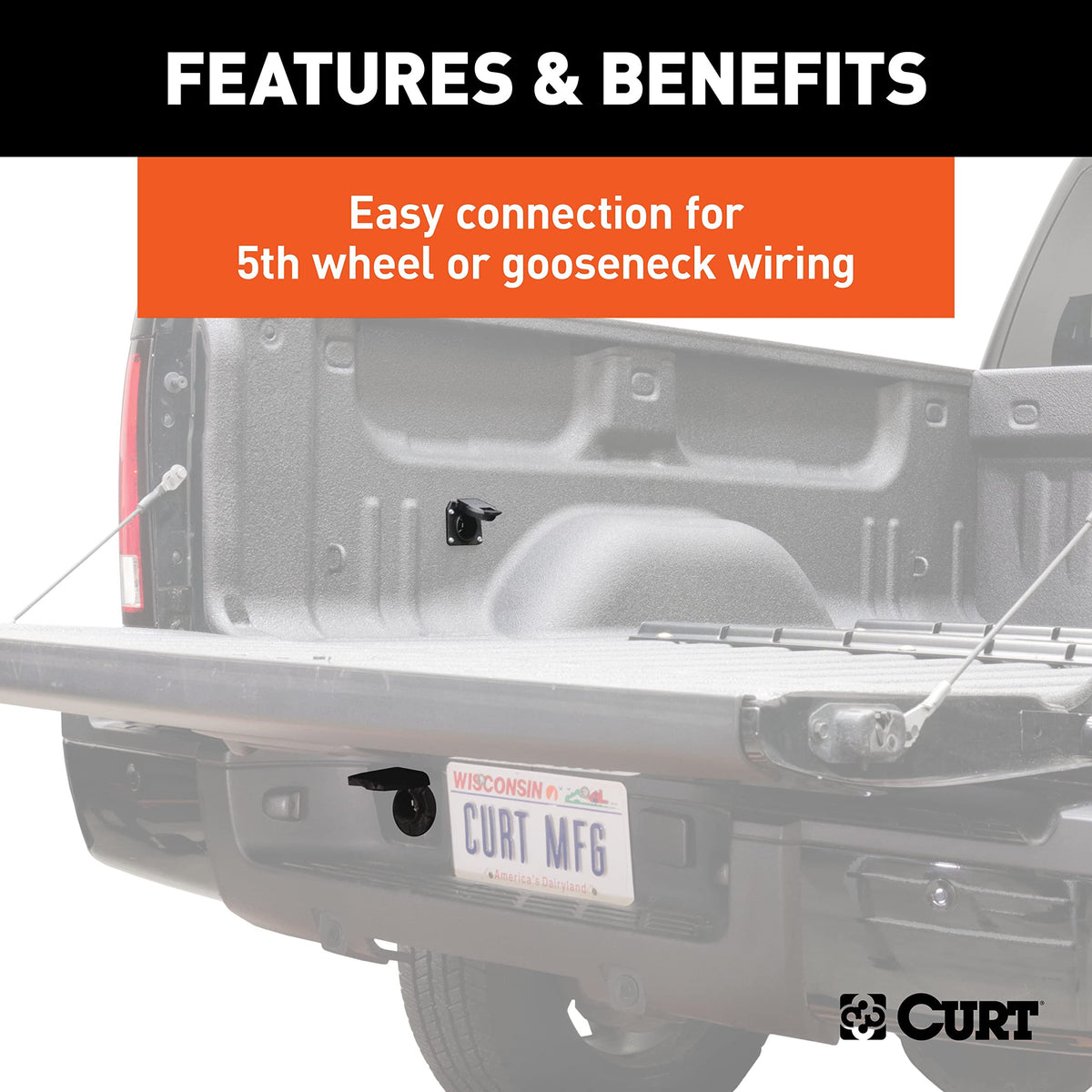 CURT wiring harness closeup reveals weather-resistant wiring and durability
