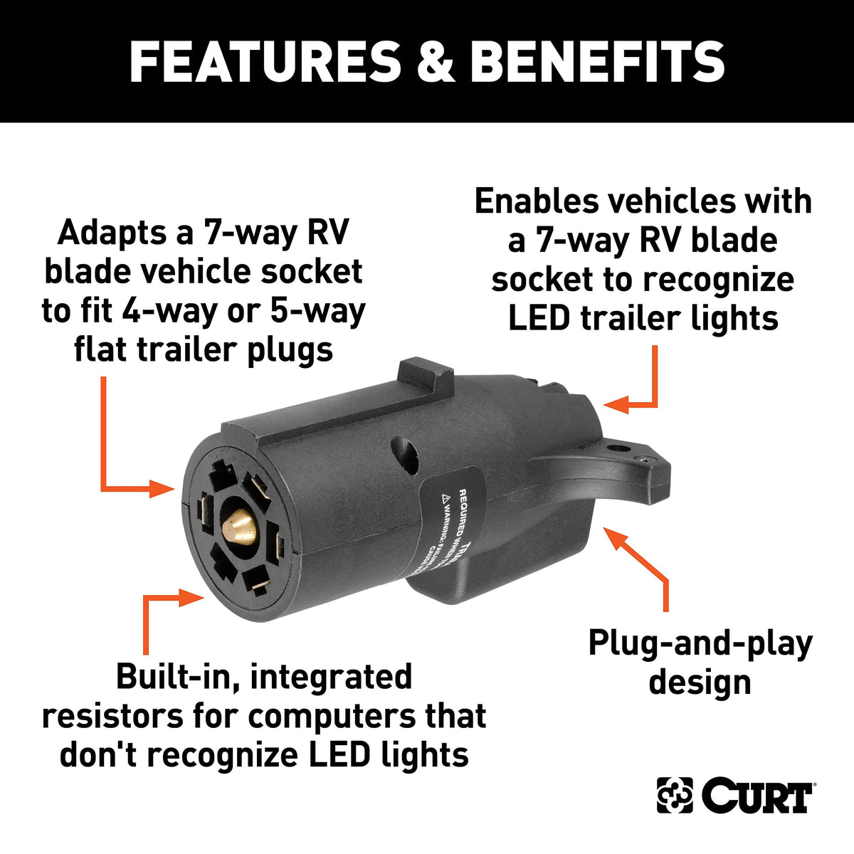CURT close-up of resistor housing demonstrating LED compatibility benefit