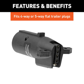 CURT adapter connected to trailer flat plug showing secure towing connection
