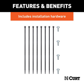 CURT mounting bolts and hardware laid out for secure attachment