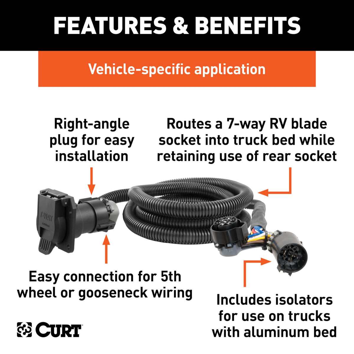 CURT plug connected to OEM harness demonstrating tool-free installation