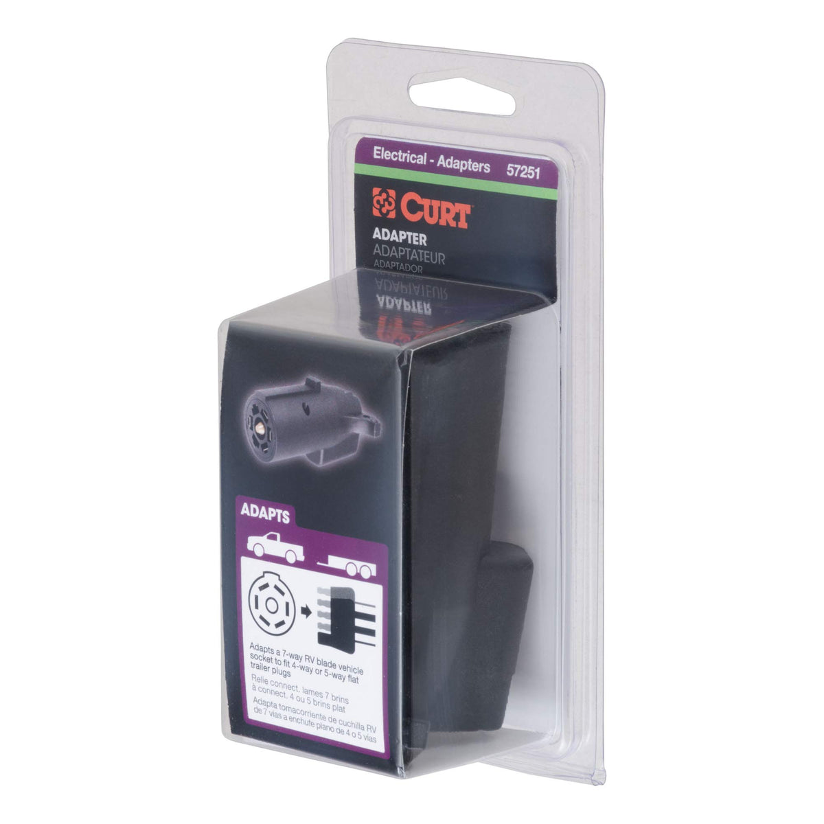 CURT adapter connected to trailer 5-flat plug enabling lighting function