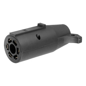 CURT front view of adapter showing 7-way blade inlet and 6-way round outlet benefit easy connection