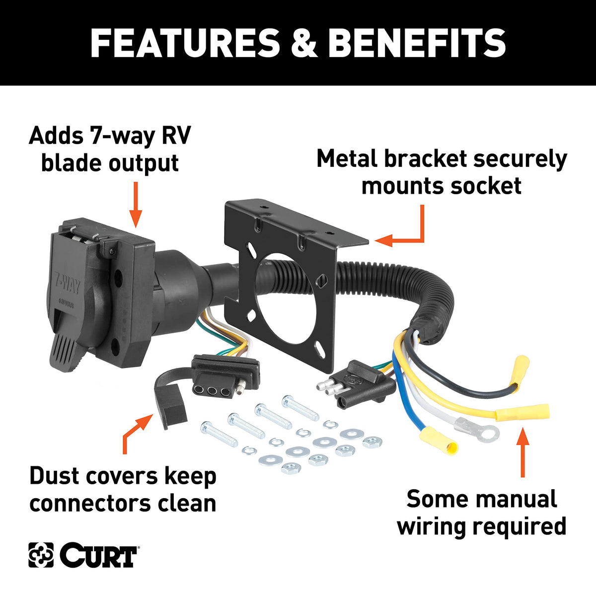CURT 57672 mounted on hitch with bracket offering secure, strain-free attachment