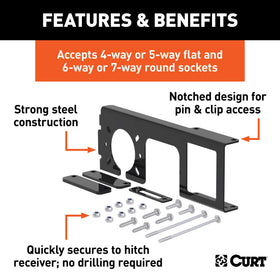 CURT close-up on steel texture showing durable powder-coat protection