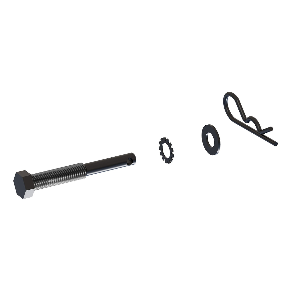 CURT anti-rattle pin front view showing hardware and secure fit benefit