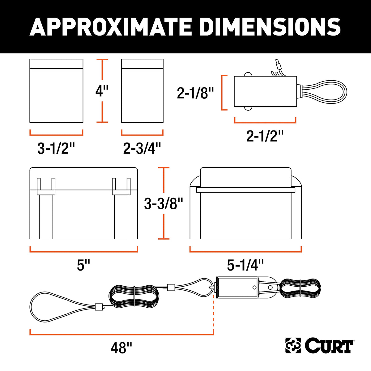 CURT close-up of the 12V rechargeable battery emphasizing long-term readiness