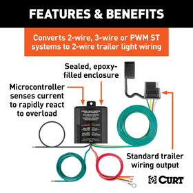 CURT wiring pigtails close detail with color-coded leads for quick splicing