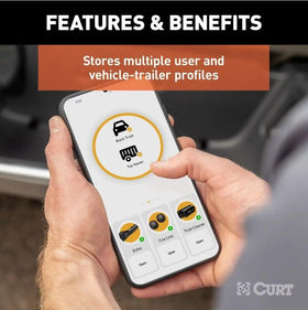 CURT Echo mounted on dash with adhesive pad demonstrating convenient manual control