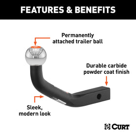 CURT detail of 1-1/4-inch shank illustrating easy insertion and receiver fit benefit
