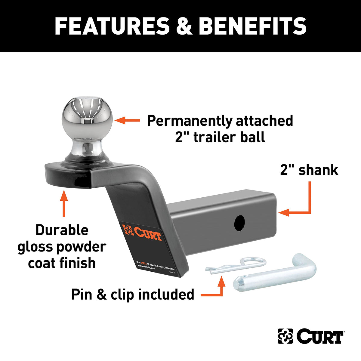 CURT Fusion polished 2-inch ball closeup for smooth coupler contact