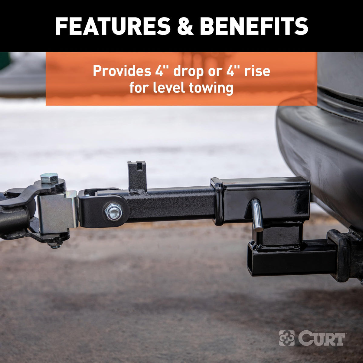 CURT adapter installed in a vehicle receiver demonstrating quick setup