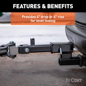 CURT adapter installed in a vehicle receiver demonstrating quick setup