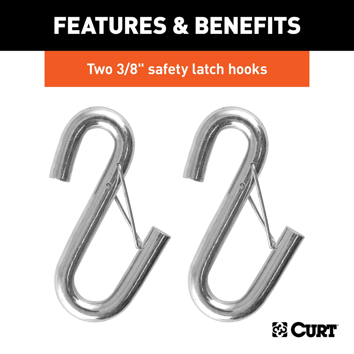 CURT cables connected between vehicle and trailer illustrating secure attachment while towing