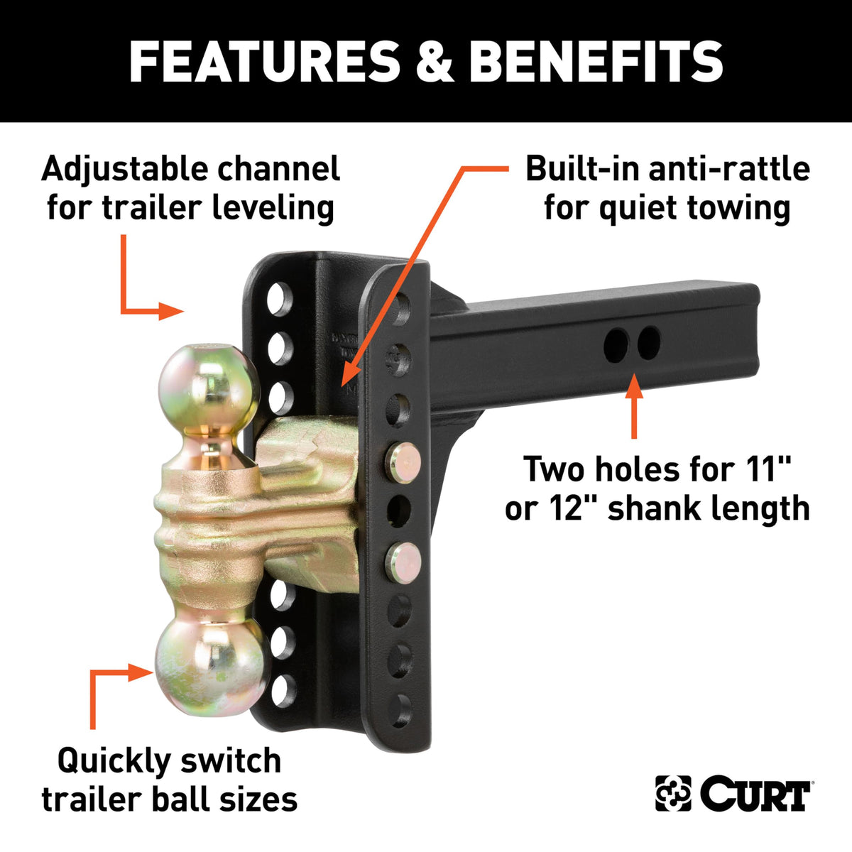 CURT installation in a 2x2 receiver demonstrating secure fit
