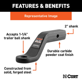 CURT ball mount installed on hitch demonstrating fitment and secure connection