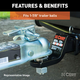 CURT Posi‑Lock latch closeup showing lockable safety feature