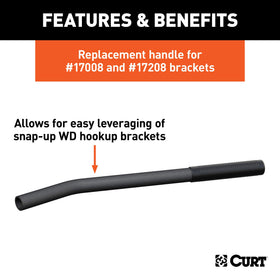 CURT lift handle in use snapping spring bar into hookup bracket for easier setup