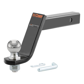 CURT loaded ball mount front view showing ball and shank, ready-to-use convenience